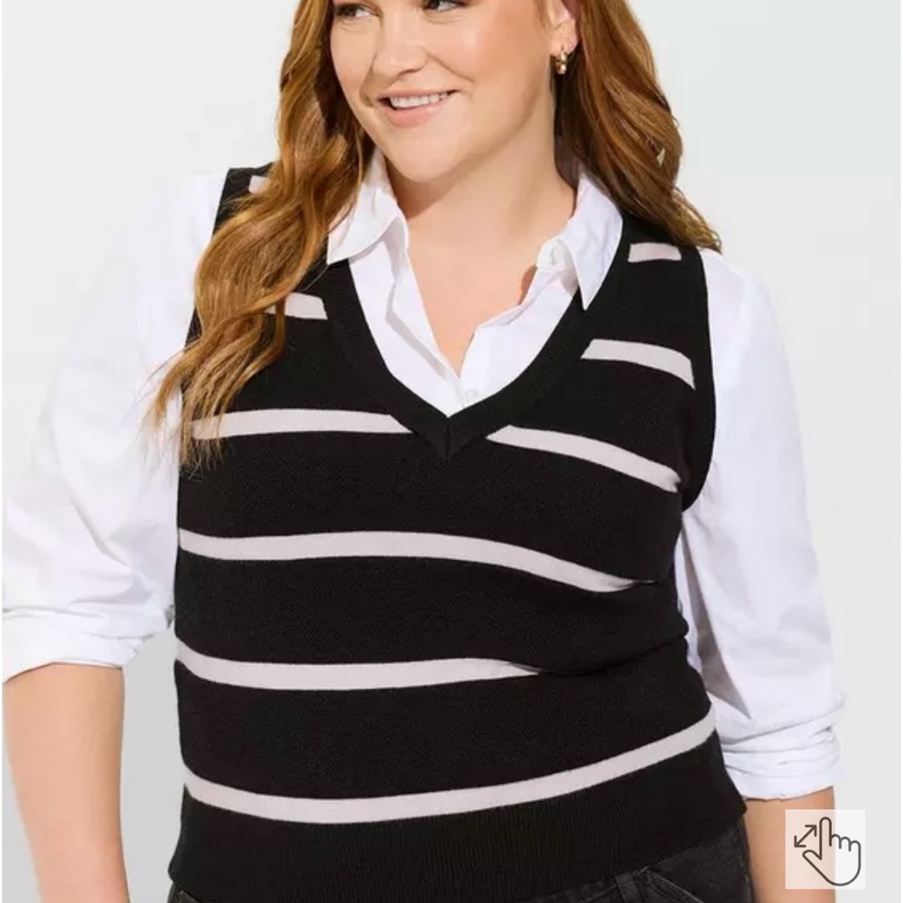 Torrid Black Striped Sweater Vest